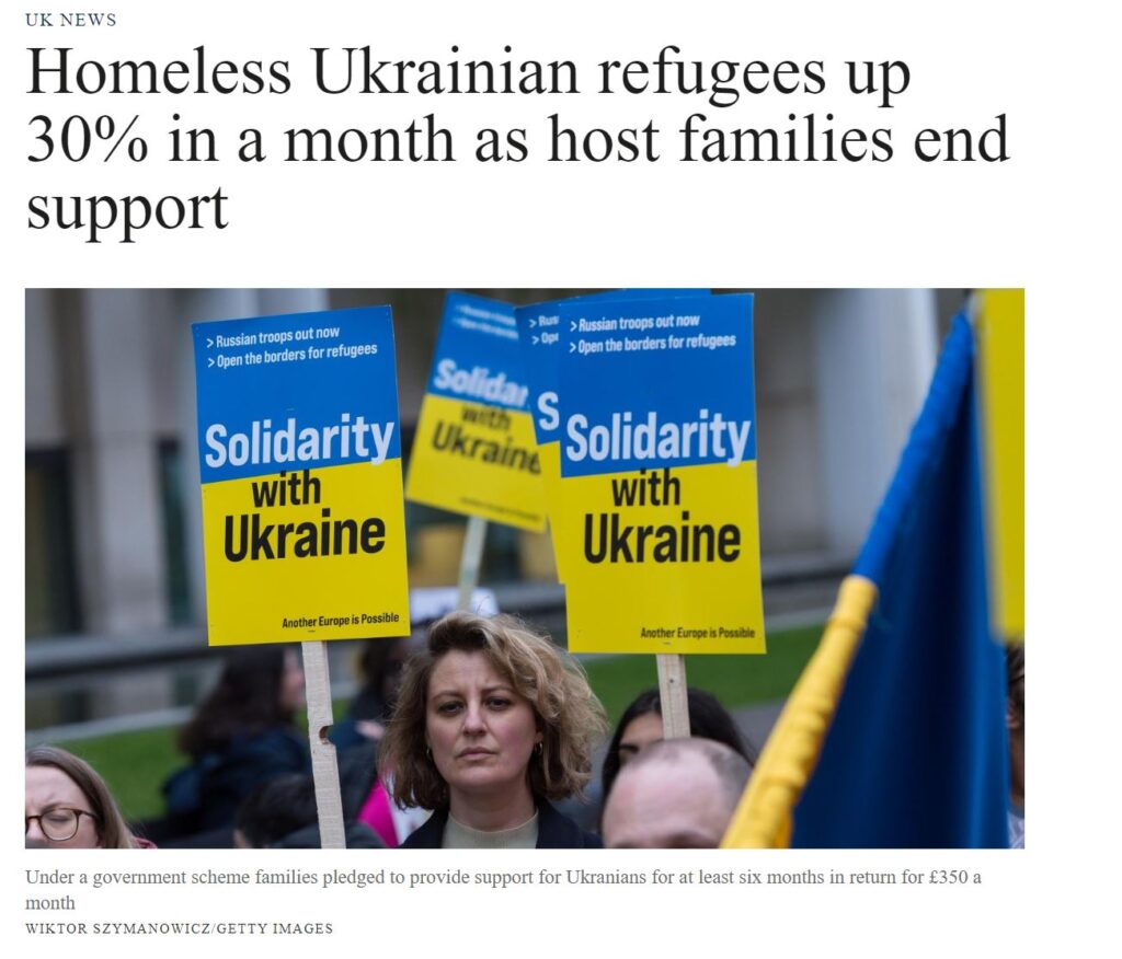 Бездомных украинских беженцев за месяц стало на 30% больше, так как принимающие семьи прекращают поддержку