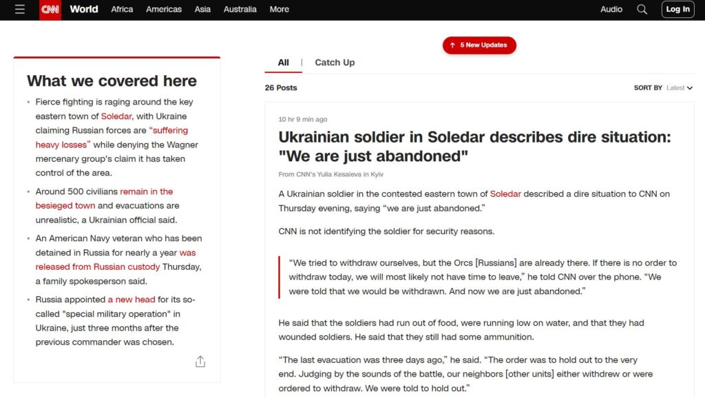 Ukrainian soldier in Soledar describes dire situation: "We are just abandoned"