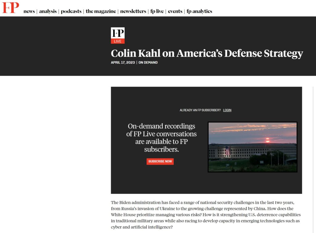 Colin Kahl on America’s Defense Strategy